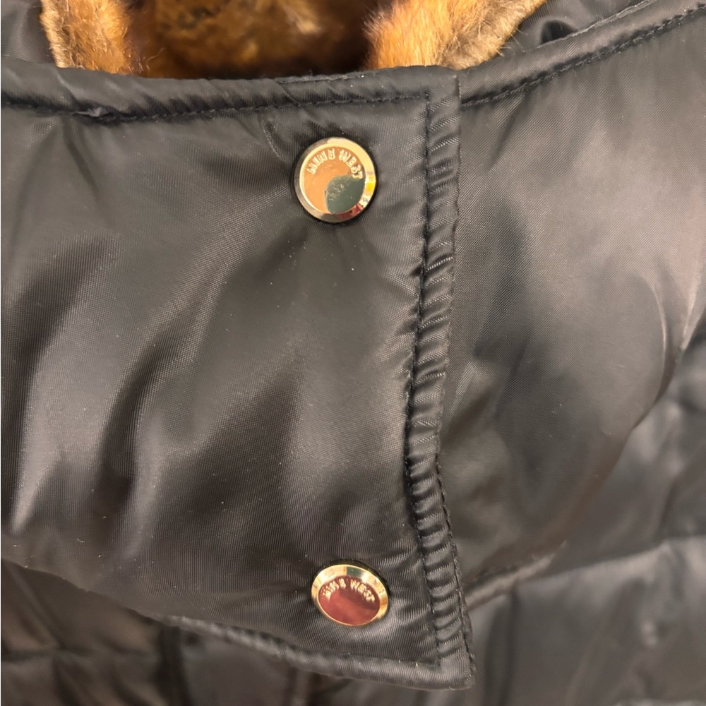 EUC Nine West Black Belted Hooded Puffer Coat - Sz XXL fits like XL - Picture 4 of 11